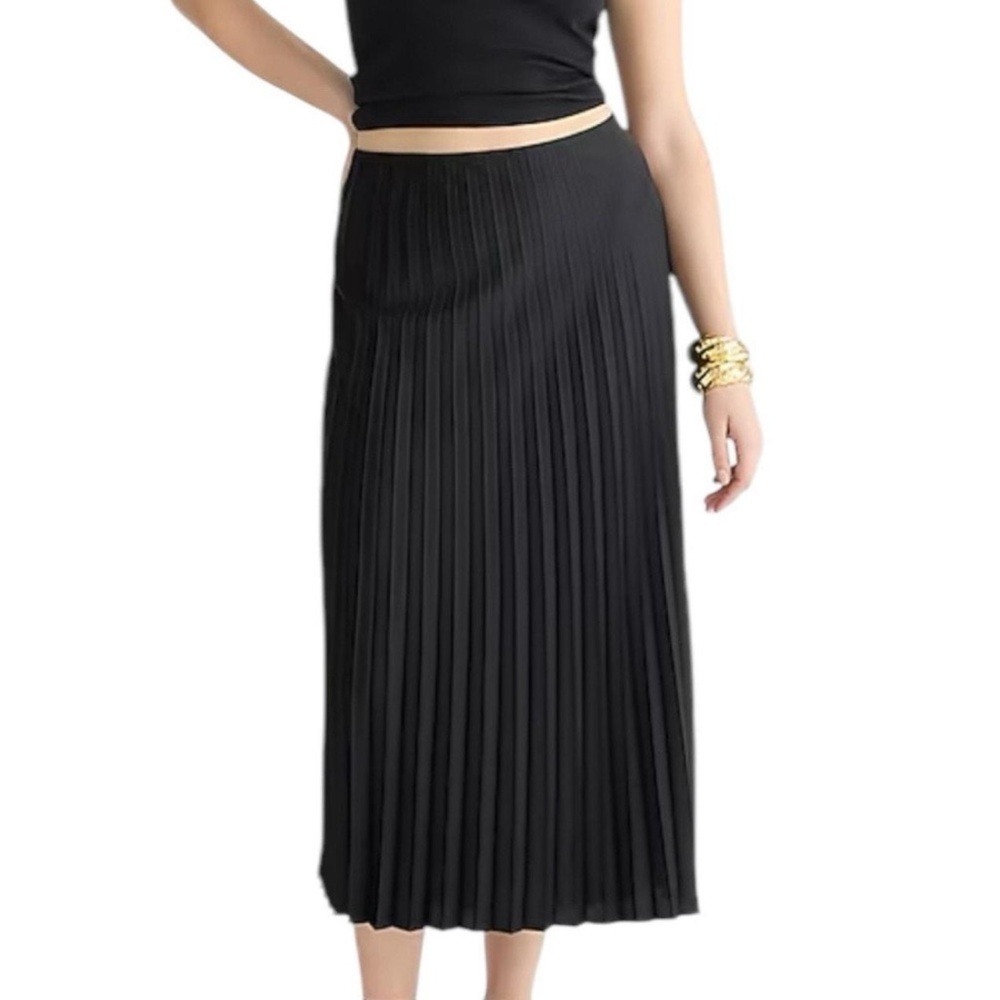 J. Crew | “Gwyneth” Black Pleated Slip Skirt, Size 24